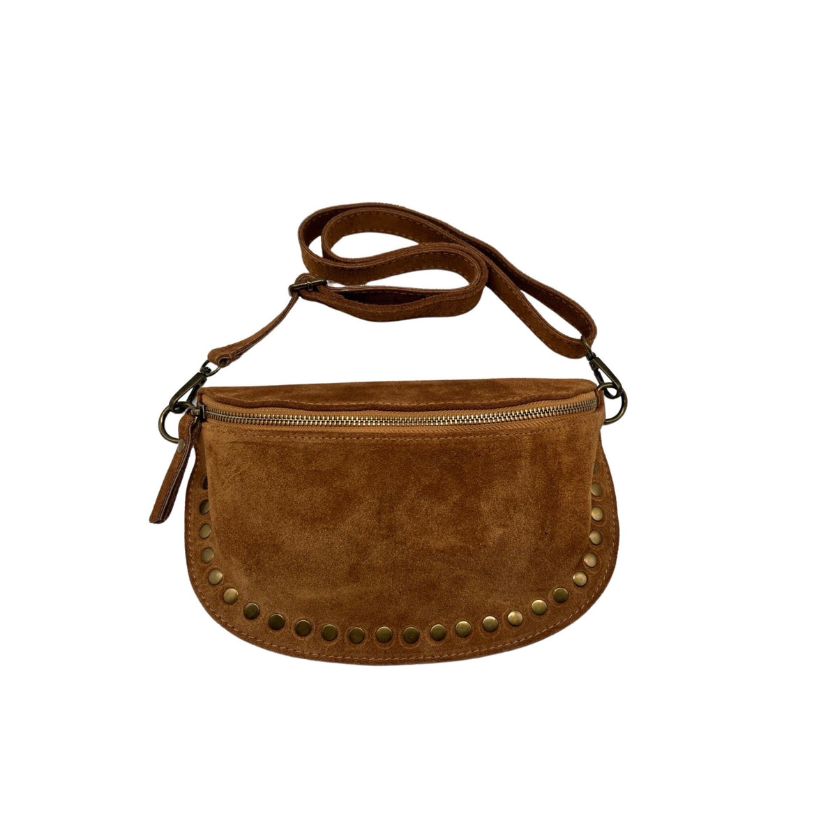 Sac Banane en Cuir Suède Clouté 26cm