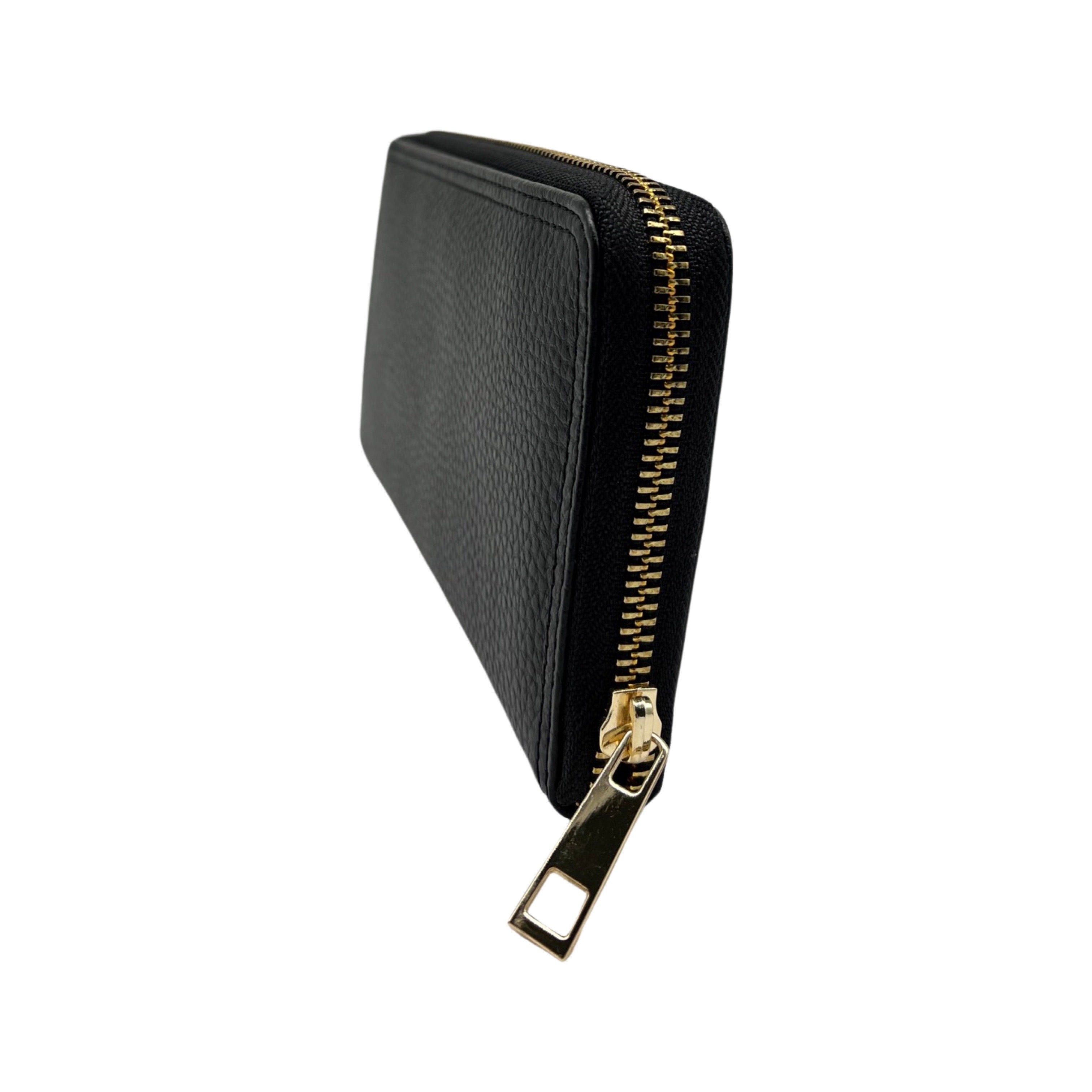 GRAND PORTE FEUILLE CUIR GRAINE LUCIANA NOIR