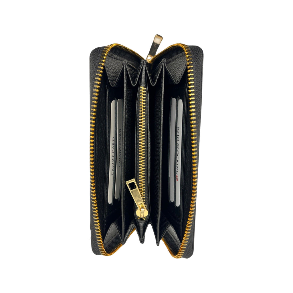 PORTE FEUILLE  CUIR GRAINE LUCIA NOIR