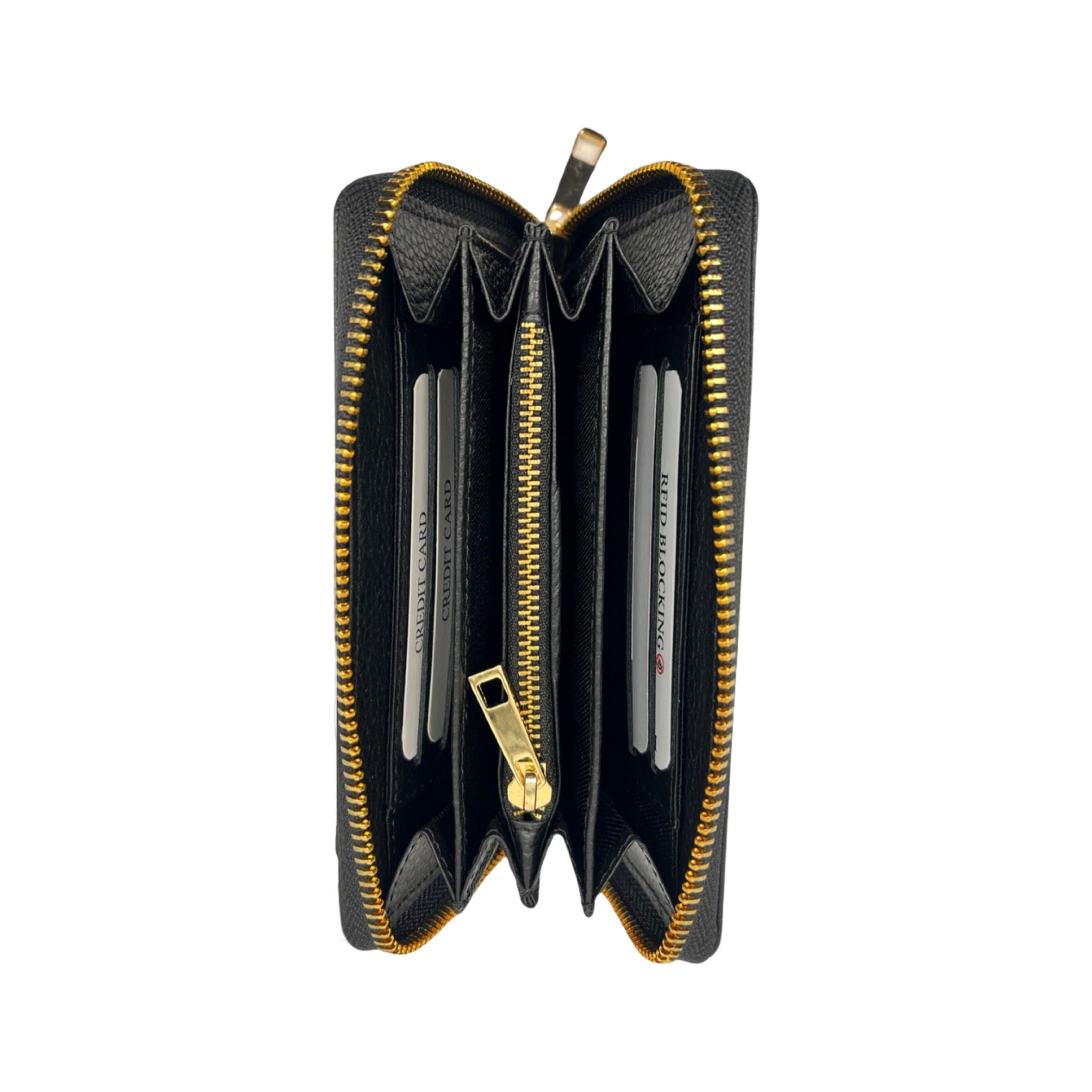 PORTE FEUILLE  CUIR GRAINE LUCIA NOIR