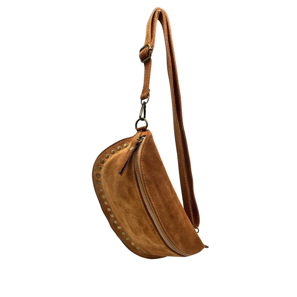 Sac Banane en Cuir Suède Clouté 26cm