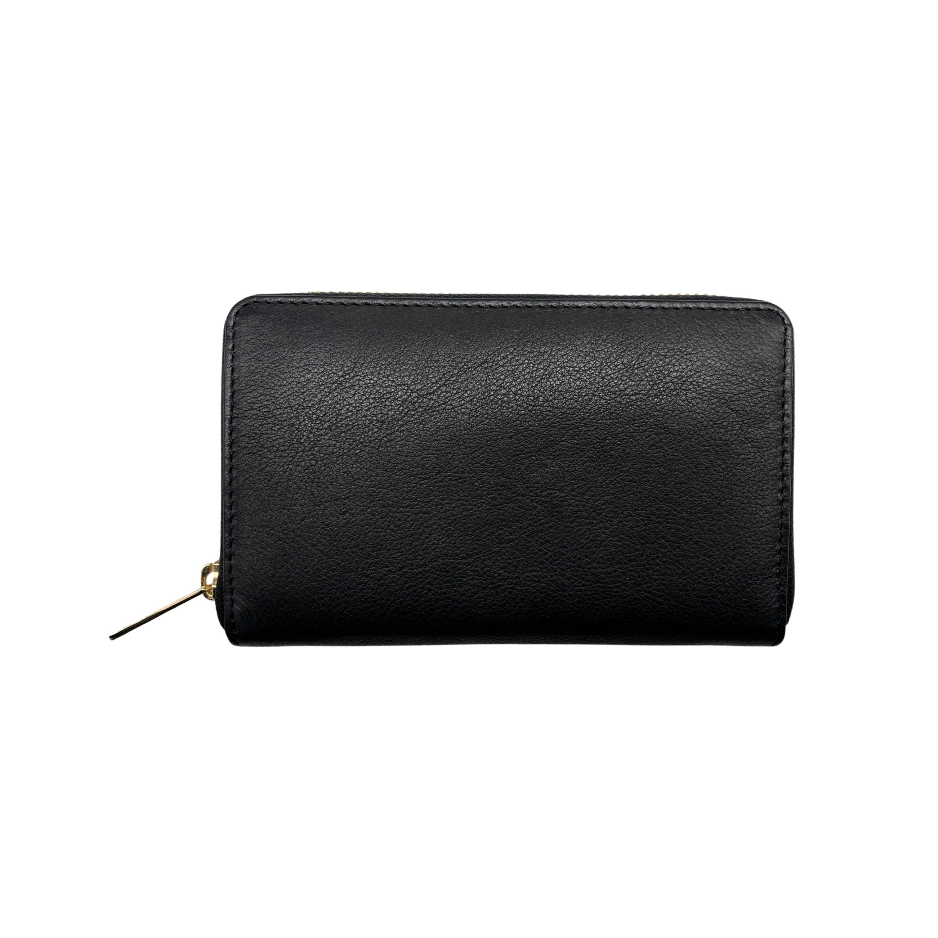 PORTE FEUILLE  CUIR CIRE LUCIA NOIR