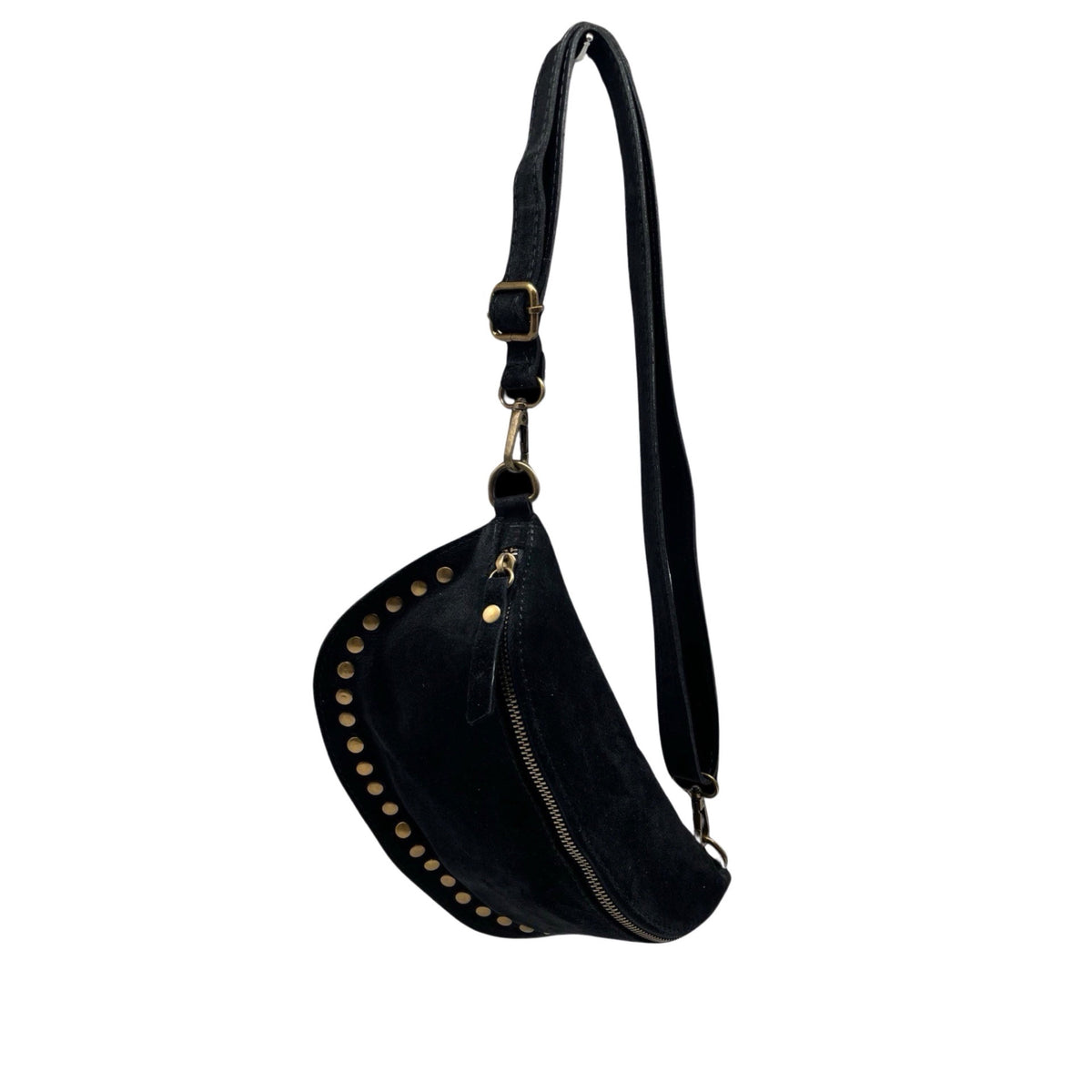 Sac Banane en Cuir Suède Clouté 26cm