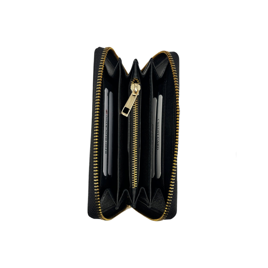 PORTE FEUILLE  CUIR CIRE LUCIA NOIR