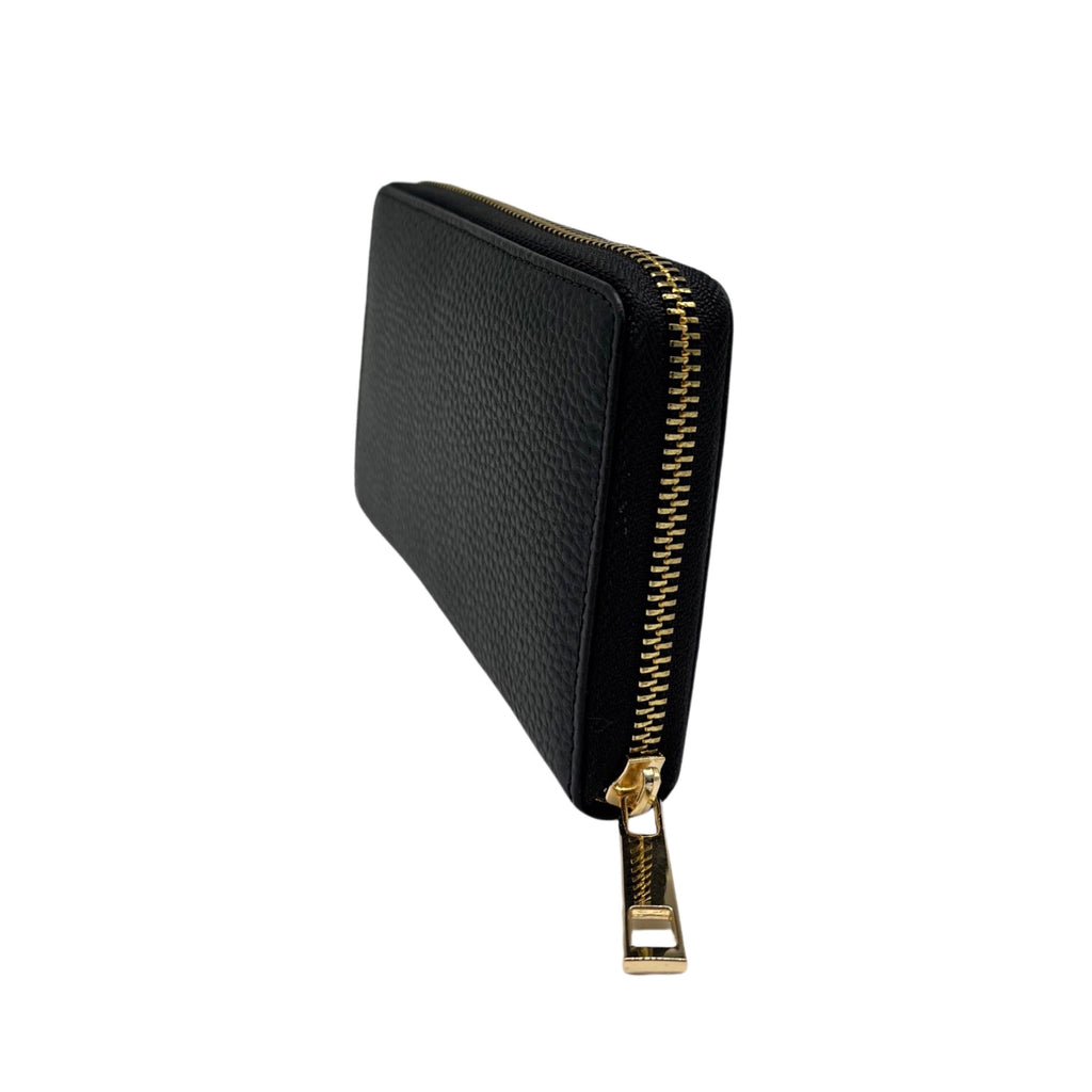 PORTE FEUILLE  CUIR GRAINE LUCIA NOIR