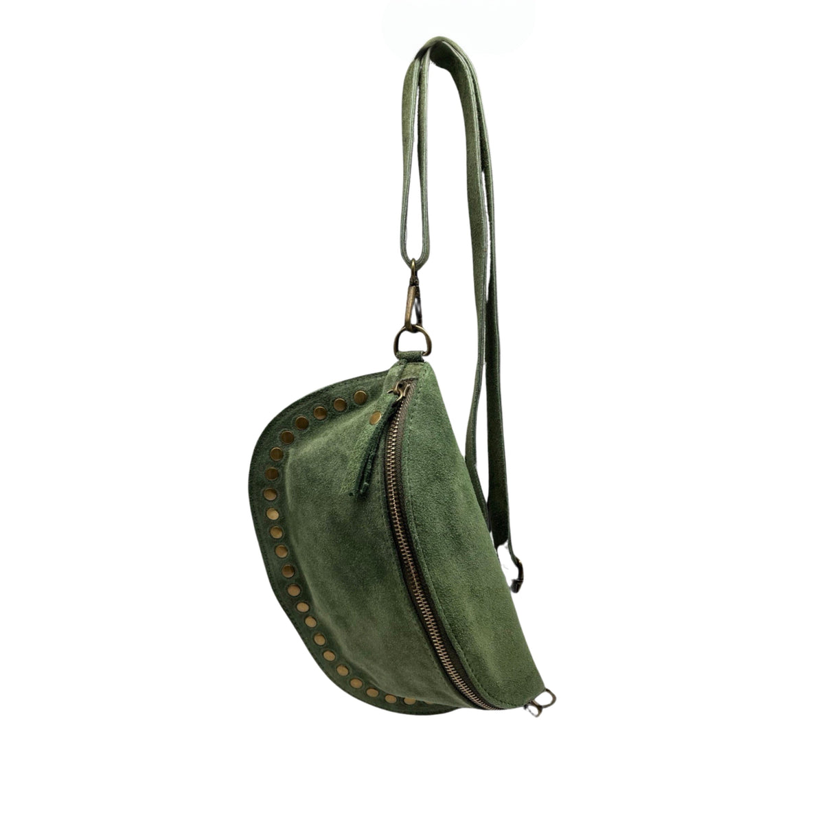 Sac Banane en Cuir Suède Clouté 26cm
