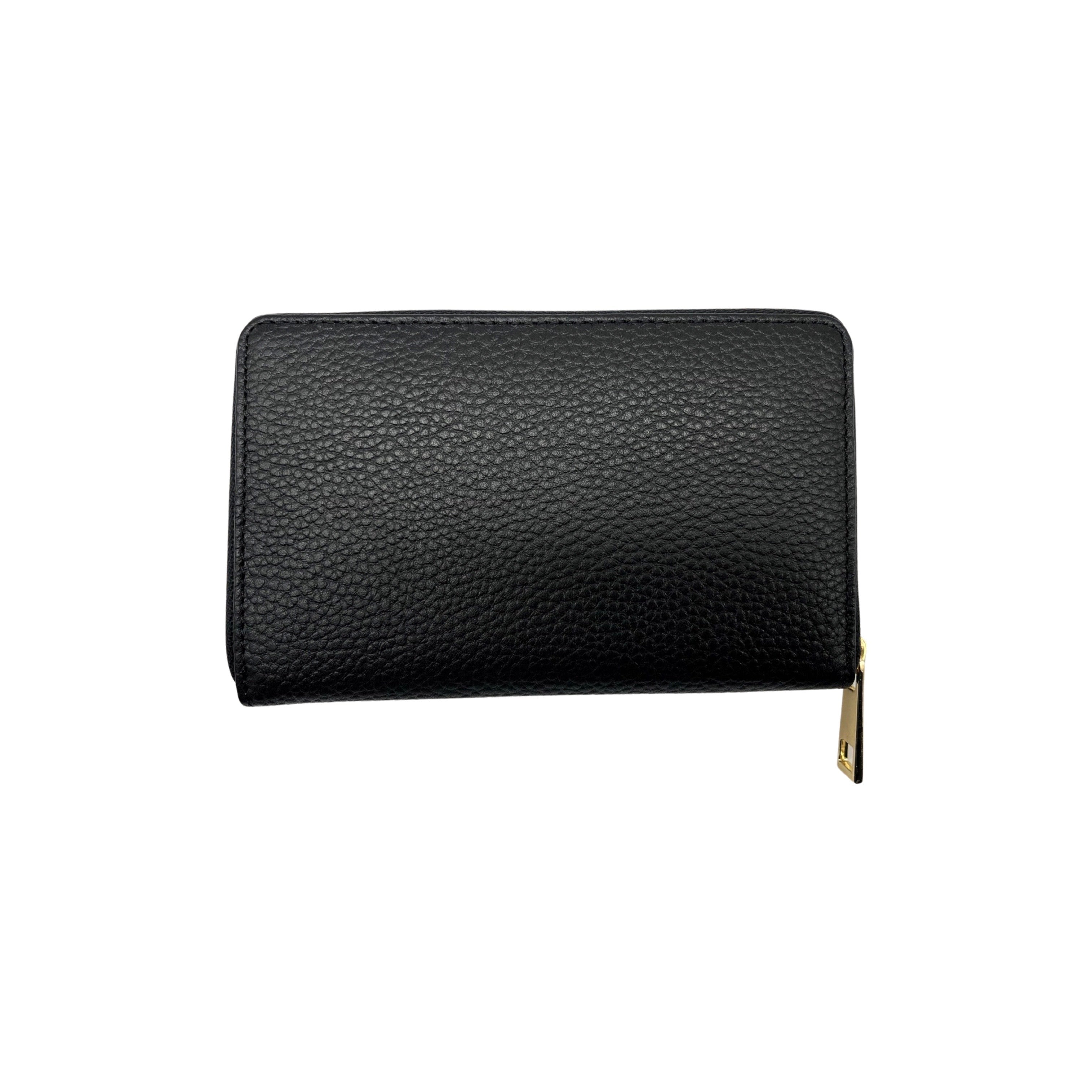 PORTE FEUILLE  CUIR GRAINE LUCIA NOIR