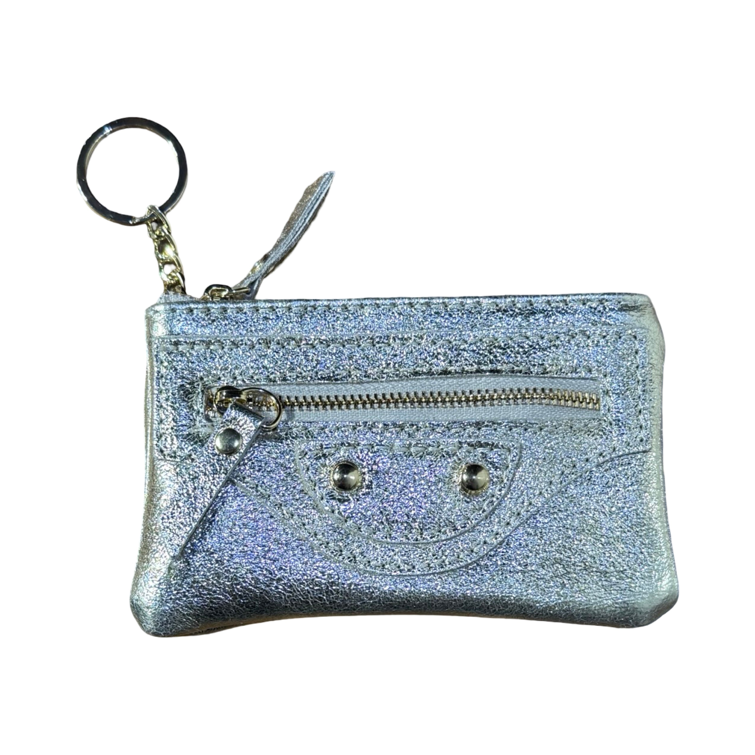 PORTE CLE MONNAIE CUIR  CLOUTE