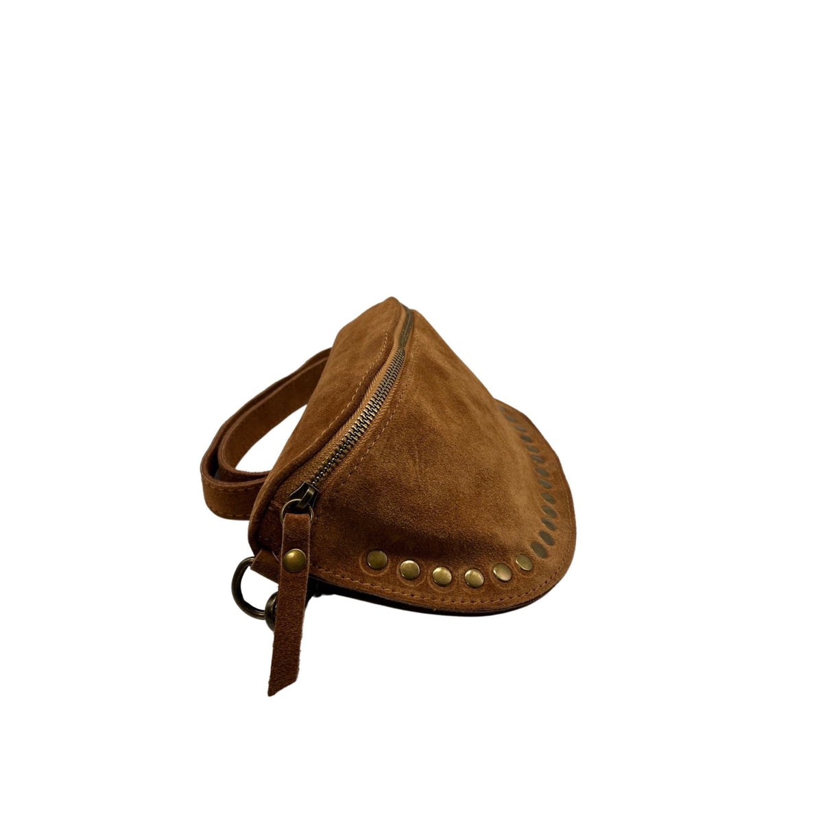 Sac Banane en Cuir Suède Clouté 26cm