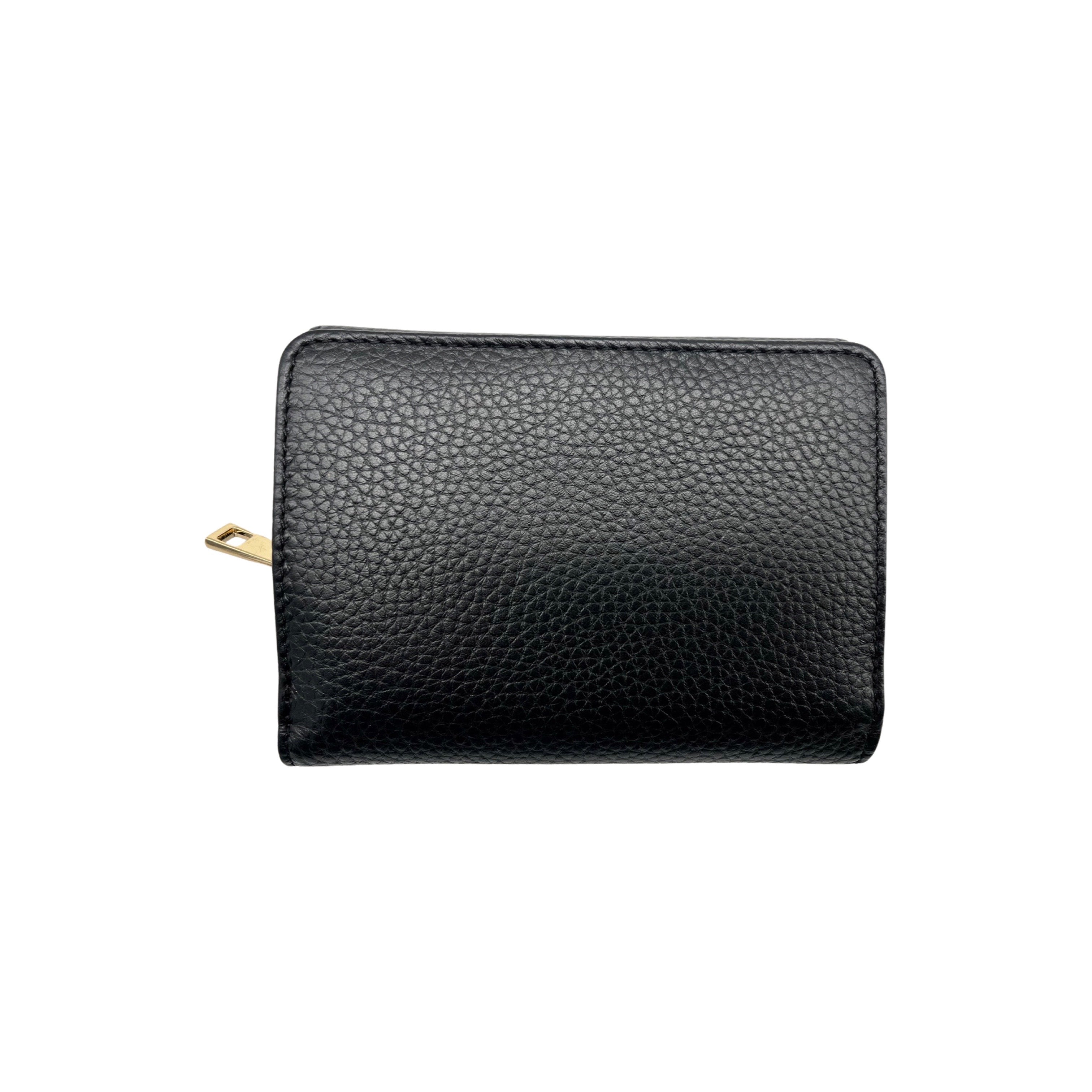 PORTE MONNAIE CUIR GRAINE LINDA NOIR