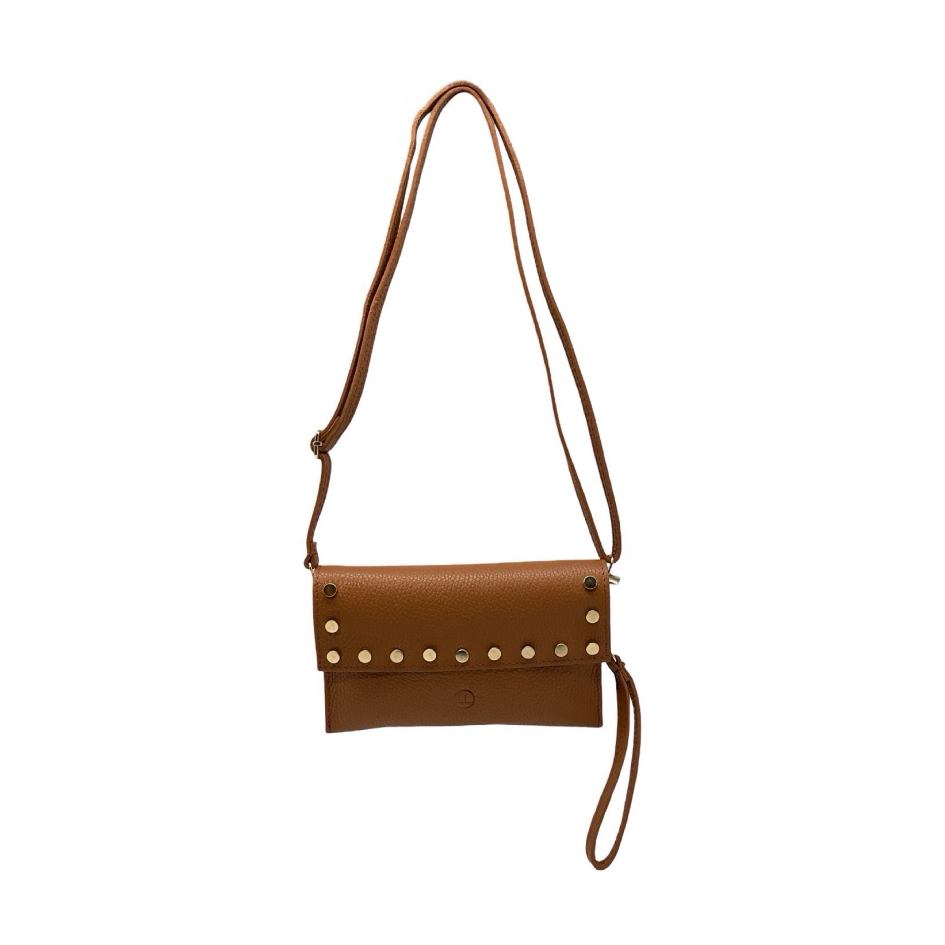 POCHETTE CLOUTE CUIR GRAINE