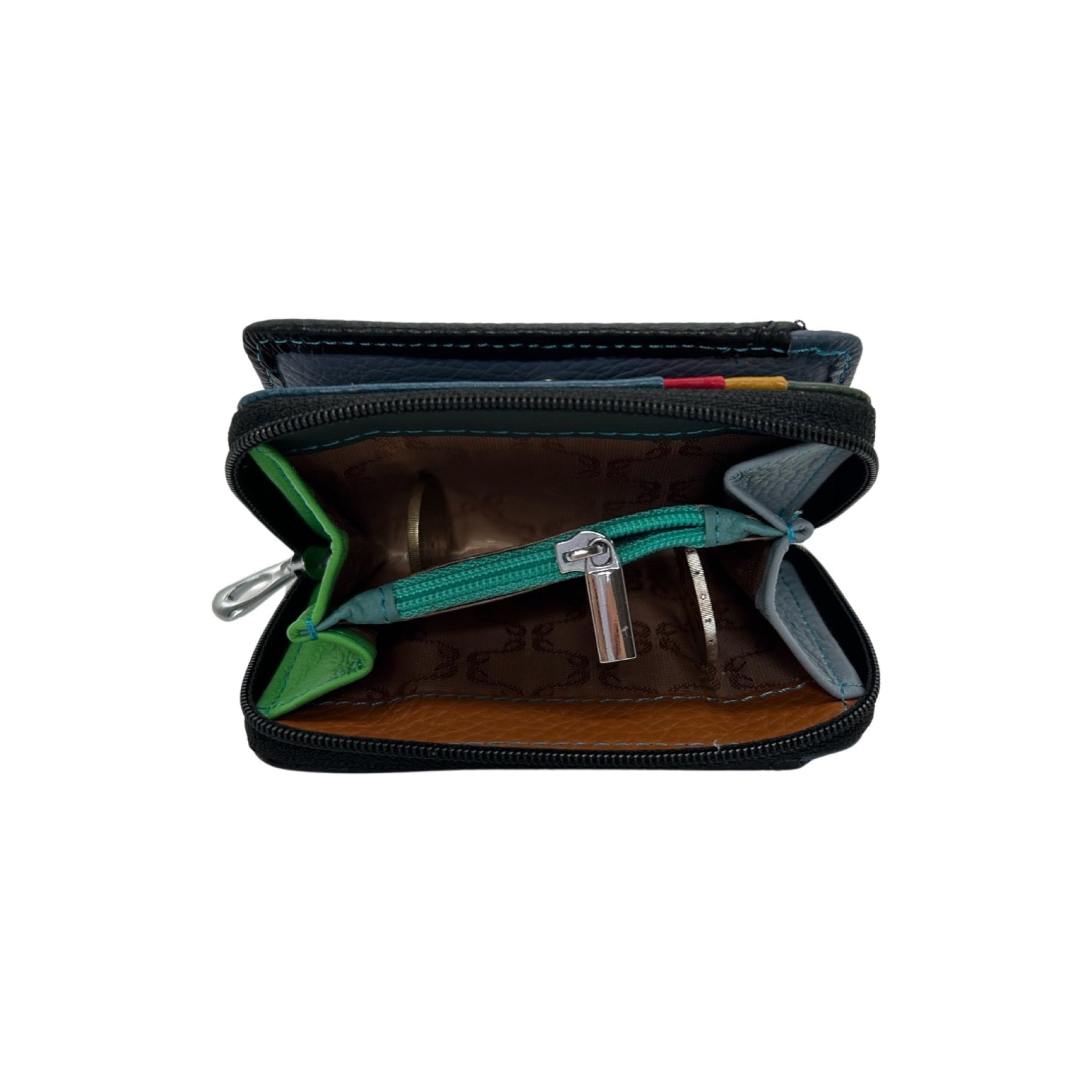 PORTE CARTE ET MONNAIE CUIR GRAINE NOIR RFID
