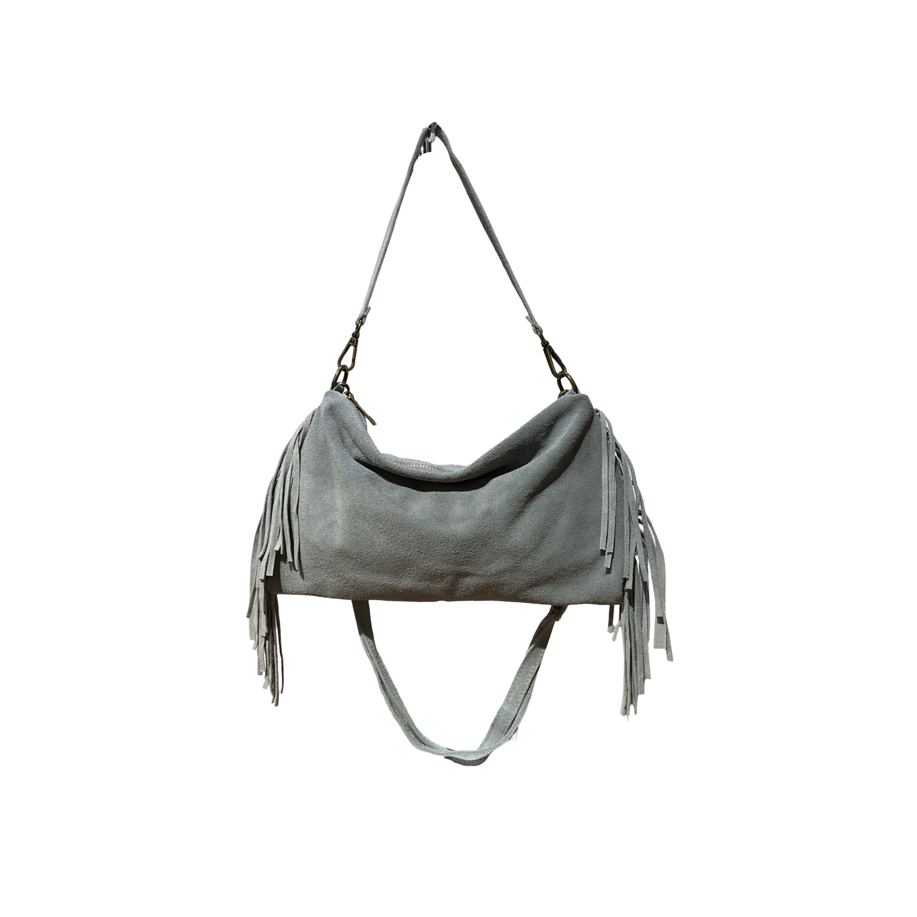 SAC CUIR SUEDE FRANGE RECTO