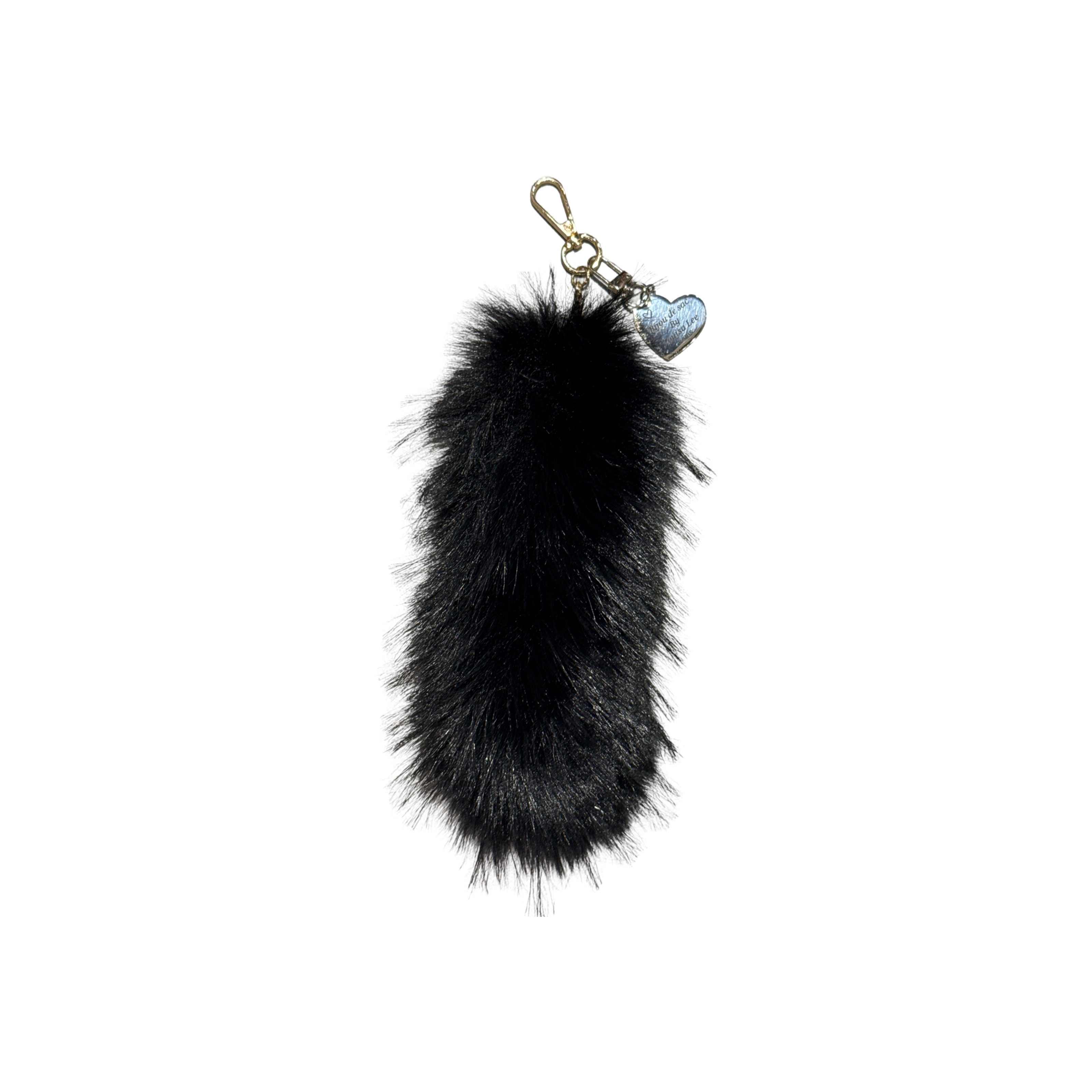 BIJOUX DE SAC FAUSSE FOURRURE NOIR PETIT