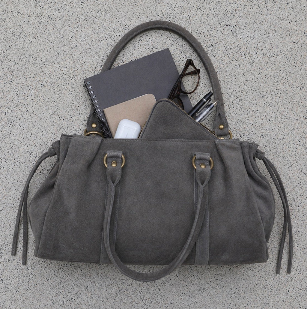 SAC A MAIN CUIR SUEDE GILIA 16 POUCES