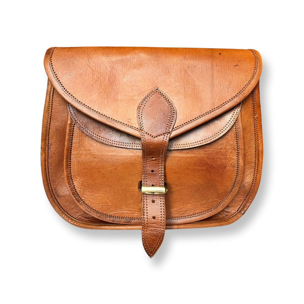Sac bandoulière en cuir 33 cm Marron - Louisa Lee