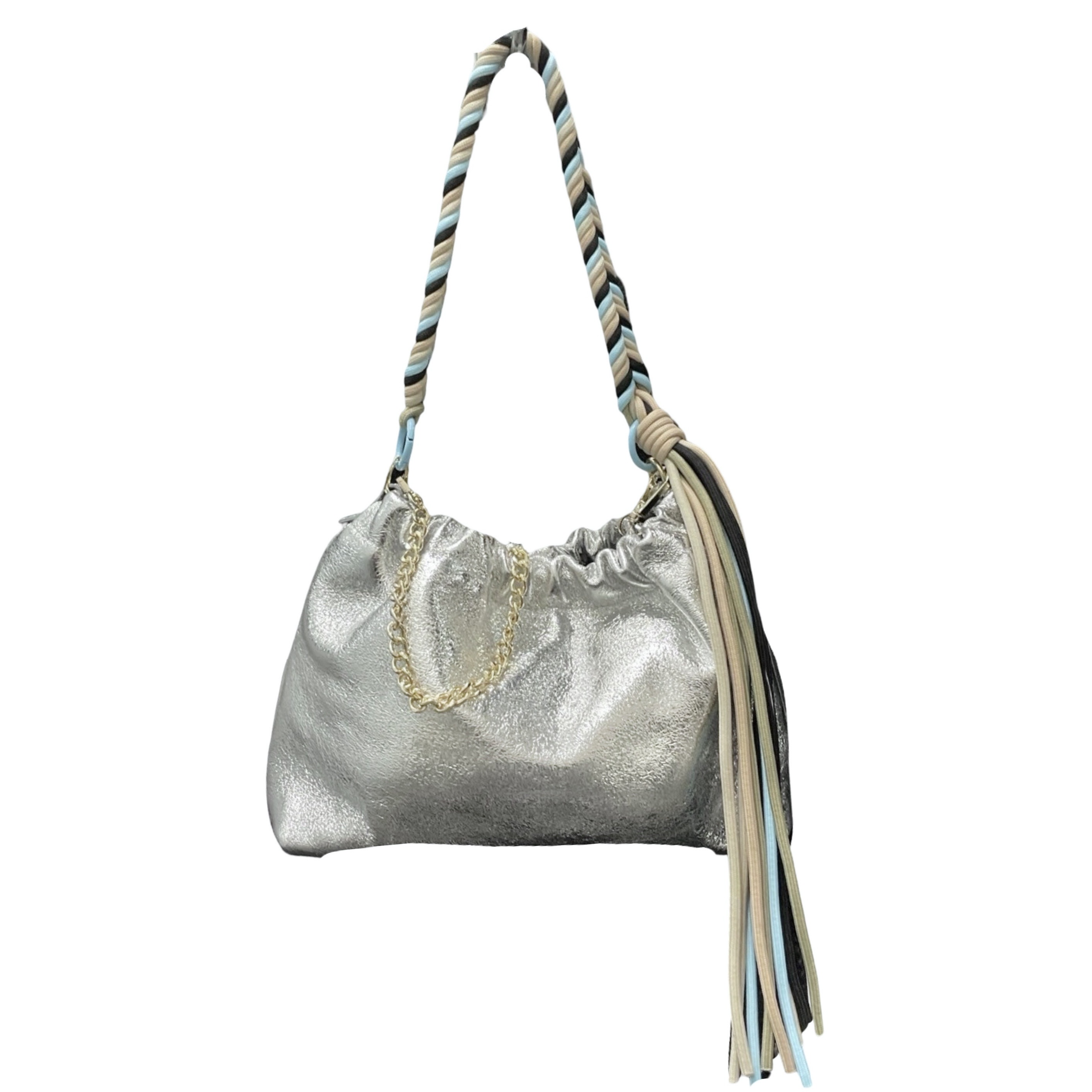 Sac cuir irisé cordon Plissa M