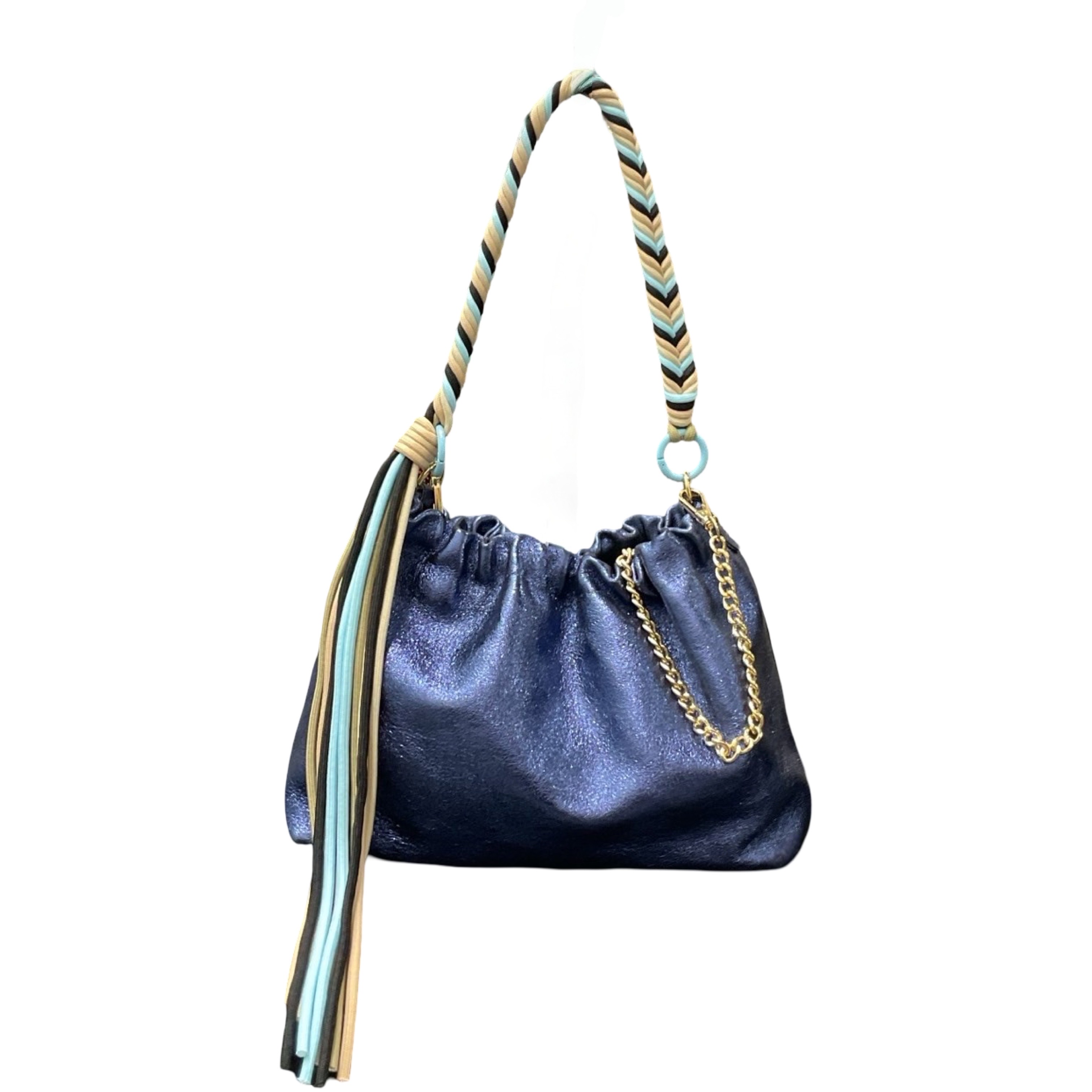 Sac cuir irisé cordon Plissa M