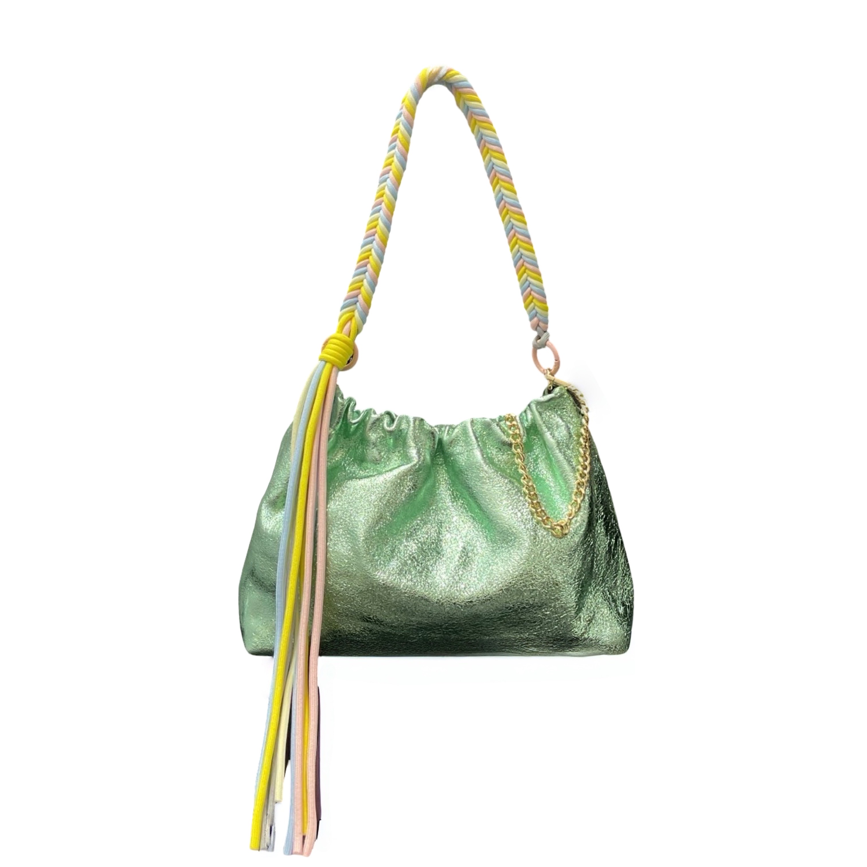 Sac cuir irisé cordon Plissa M